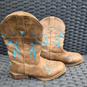Roper Girls Glitter Breeze Square Toe Cowboy Casual Mid Calf Boots Size 2